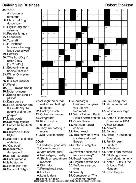 Free Printable Crosswords for November 2021